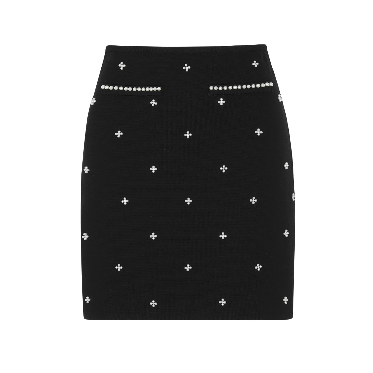 26136 Summer New High Quality Fashionable Versatile Look Thin Pearl Flower Short Half Length Skirt With Hip Wrap Short Skirt