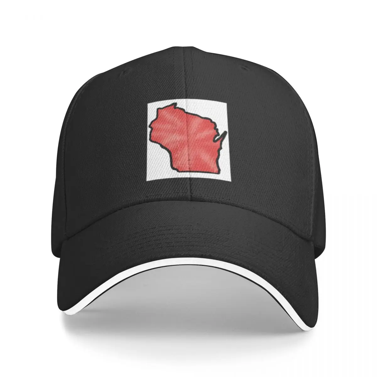 Red And White Wisconsin Outline A Baseball Caps Hat