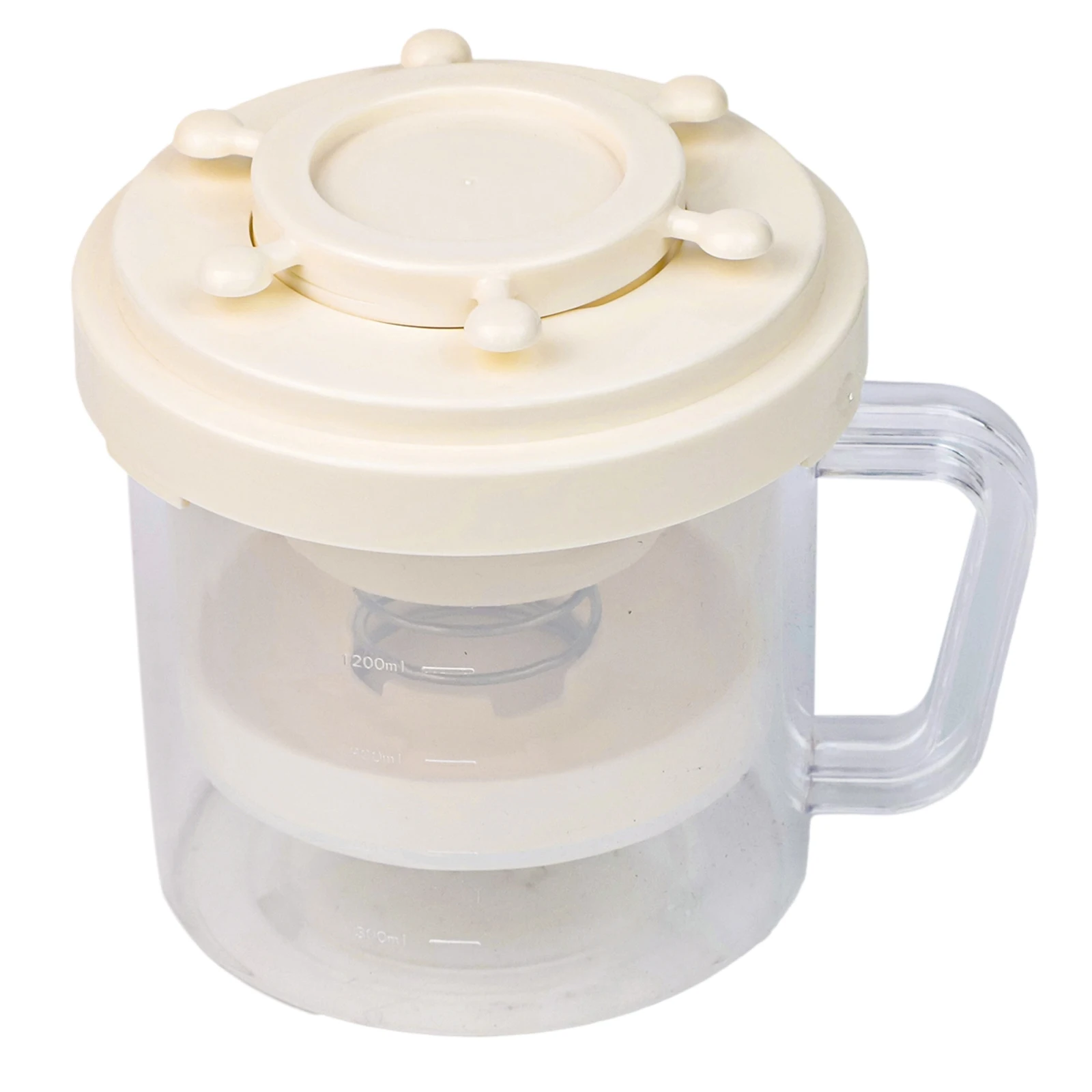 Colador de yogur blanco y amarillo de malla fina, separador de suero, filtración a presión con tapa para hacer queso griego cremoso, leche de soja DIY