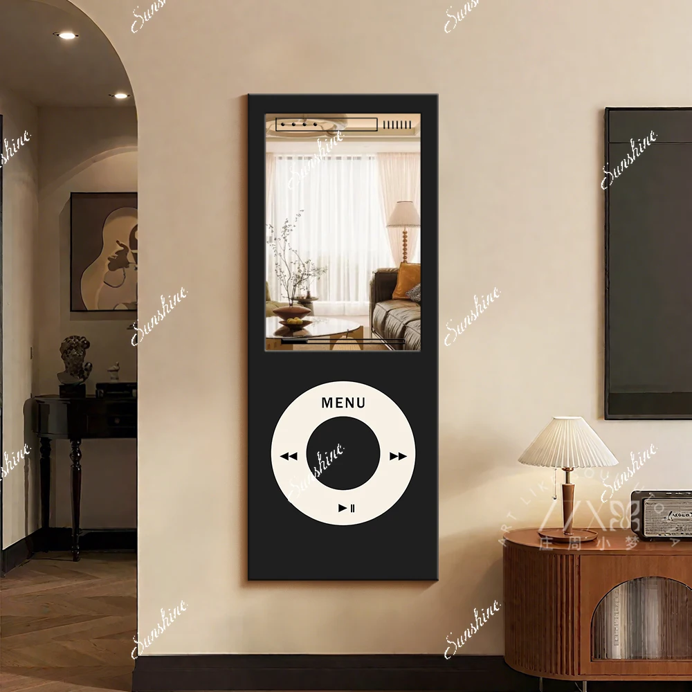 Medieval style living room entrance hanging painting simple floor mirror painting