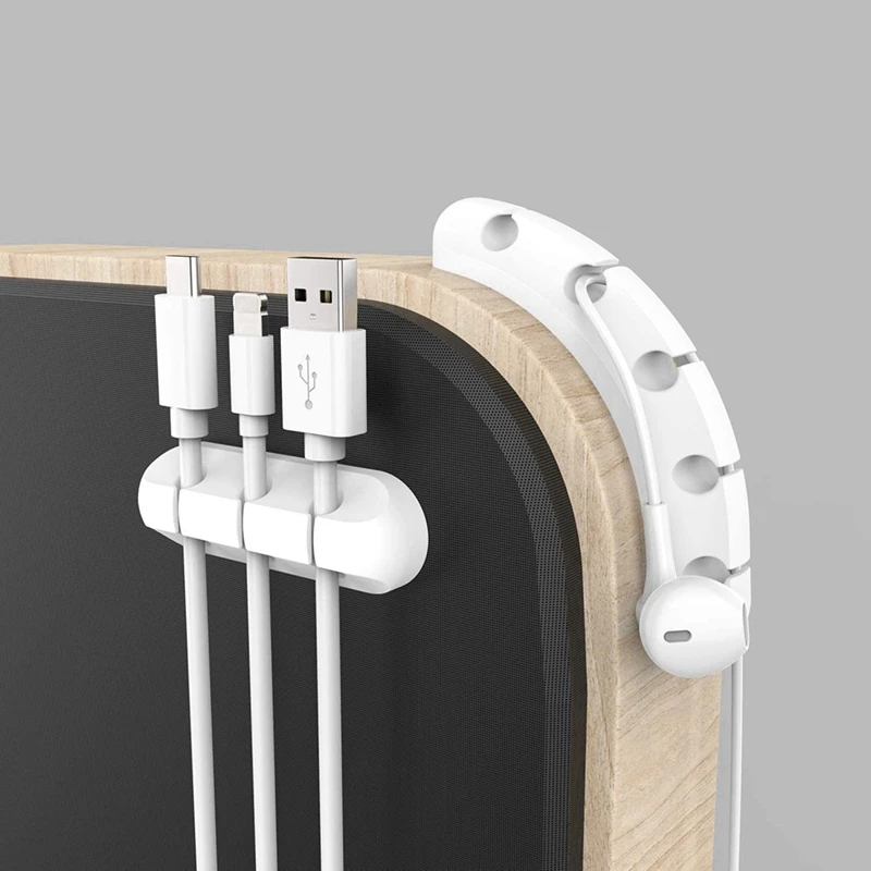 Promotion! White Cable Clips, Cord Organizer Cable Management, 4 Packs Cord Holder For Desk Home And Office (5, 3 Slots)