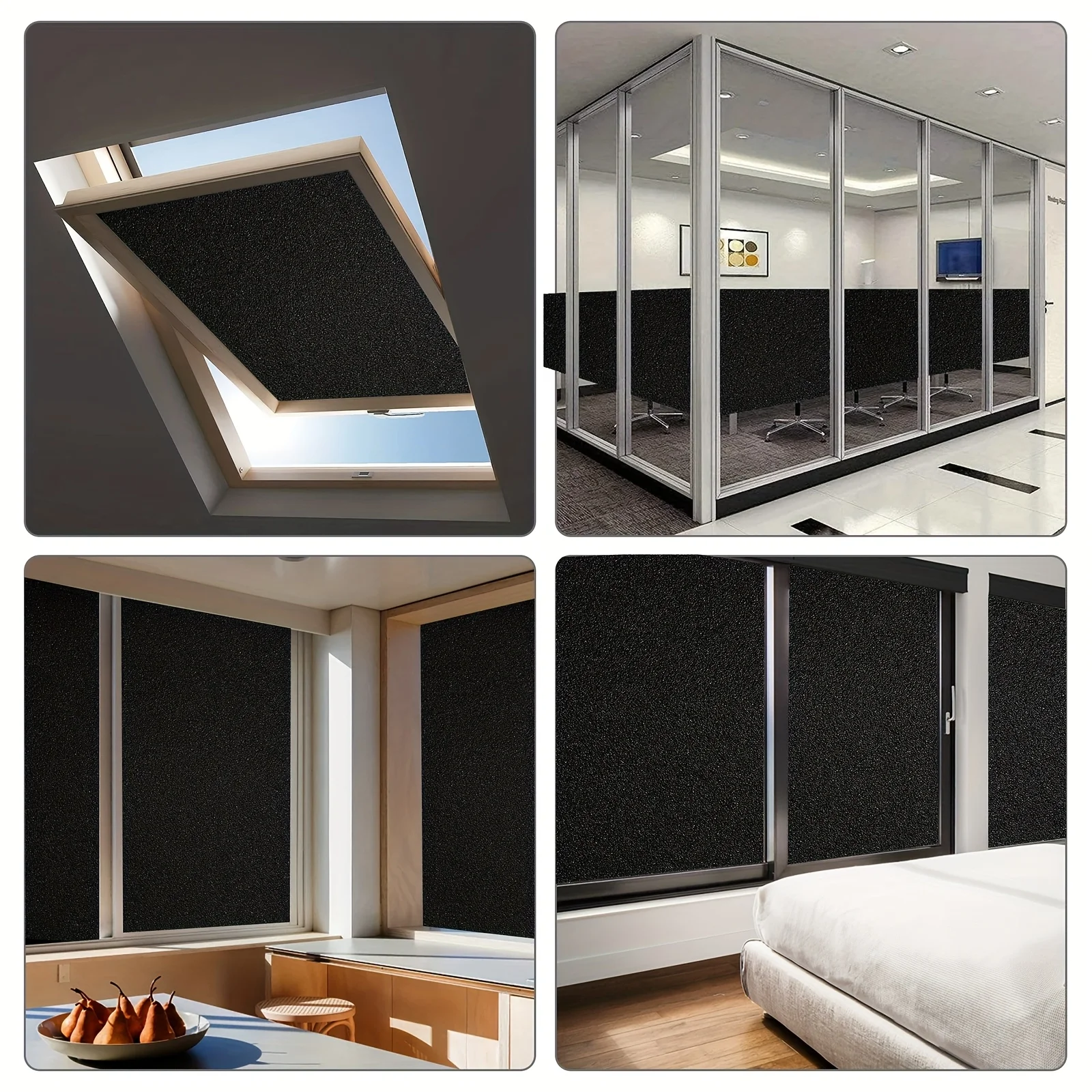 Anti-Glare Blackout Heat Blocking Privacy Window Film, Removable No Residue Easy Installation for Home Office Car