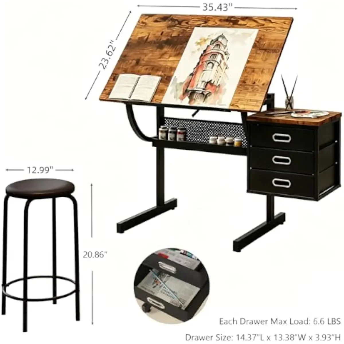 Mesa de Dibujo con Ajuste de 0 - Tables reseña y precio