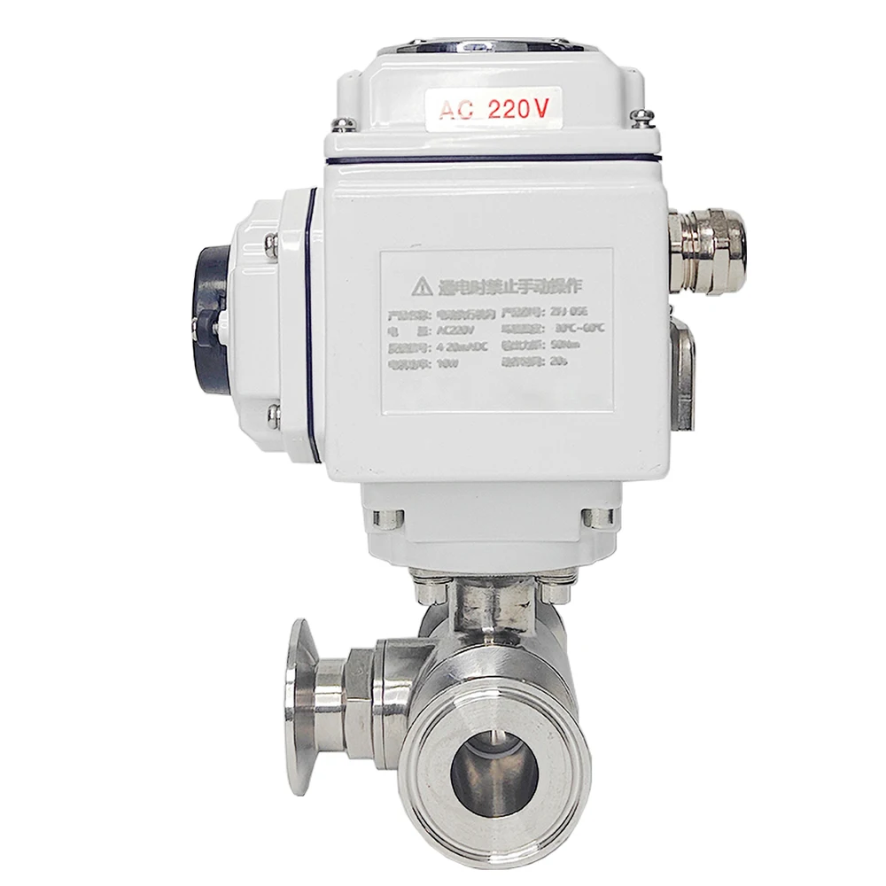 

25mm 3 Way Stainless Steel Sanitary Tri Clamp Ferrule Type Motorized Ball Valve 220V 110V 12V High Platform Electric Ball Valves