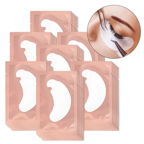 Imagen 2 del producto 100 pares de pegatinas para injerto de pestañas, parche de hidrogel, suministros de extensión de pestañas suaves y no irritantes, parches, herramienta de maquillaje