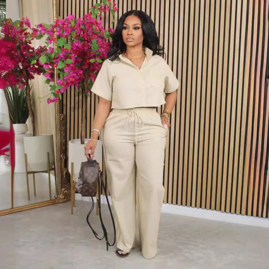 

Pant Set Women Two Piece Sets V Neck Matching Sets Tops Long Pants High Waist Y2k Streetwear Elegant Work Casual Tracksuit
