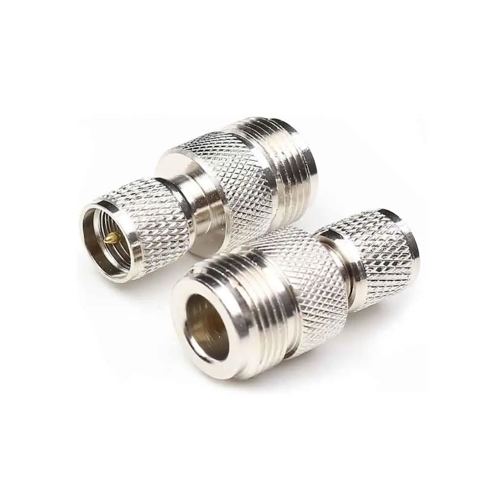 N Female Jack to Mini UHF Male Plug Straight Adapter Nickel Plated