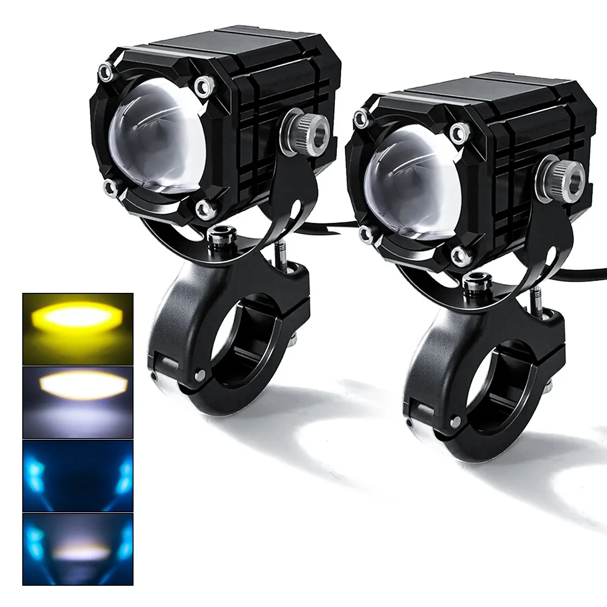 

Motorcycle E-Bike LED Spot Light Dual Lens Strobe 12V 12W 3000K 6000K with Demon Eye