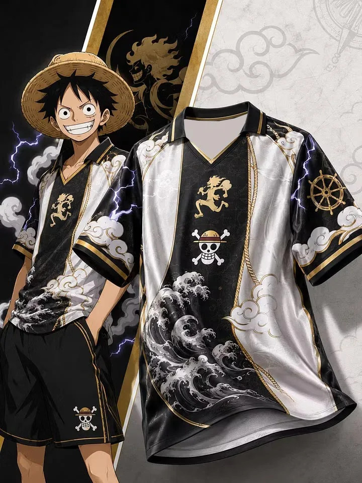2026 Japanisches Anime One Piece Luffy 3D-gedrucktes Sporttrikot Herren Sommer Atmungsaktives Schnelltrocknendes Kurzarm-T-Shirt Unisex