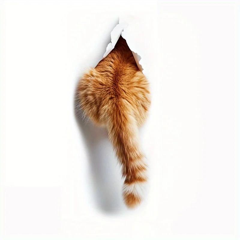 1pc Cute Orange Tabby-like Rocking Tail Vinyl Stickers-Peel-and-Stick,for Cars,Laptops, Home Decor-Scratch Concealing Decoration