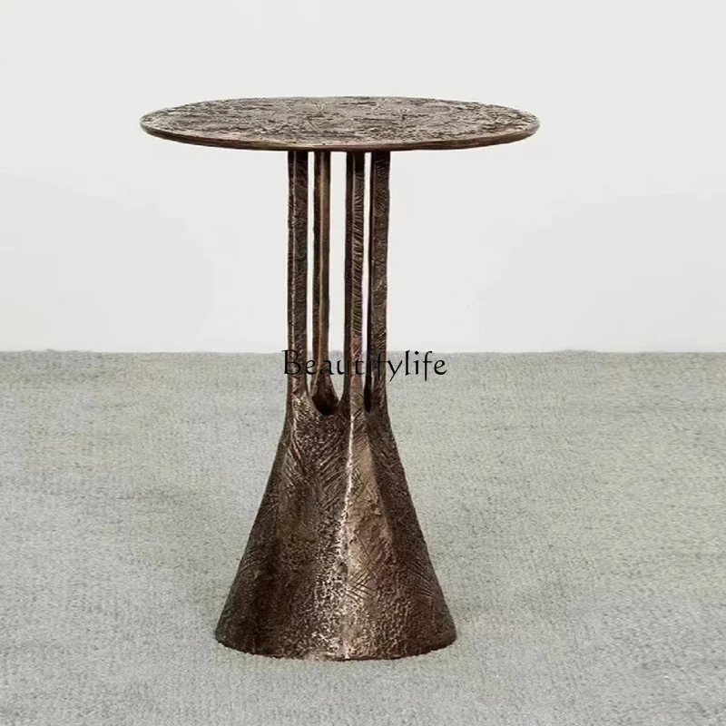 High-end artistic sense antique copper edge table creative antique small coffee table