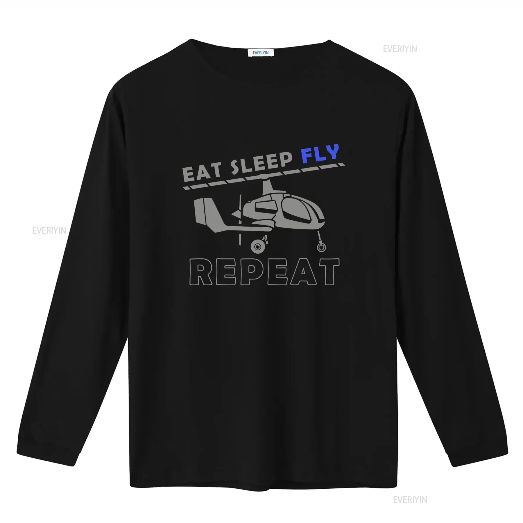 Gyrocopter Fly Pilot Aviation T Shirt Eat Sleep Repeat Design vintage Washed Comfortable Soft Top For Everyday Wear Stretched