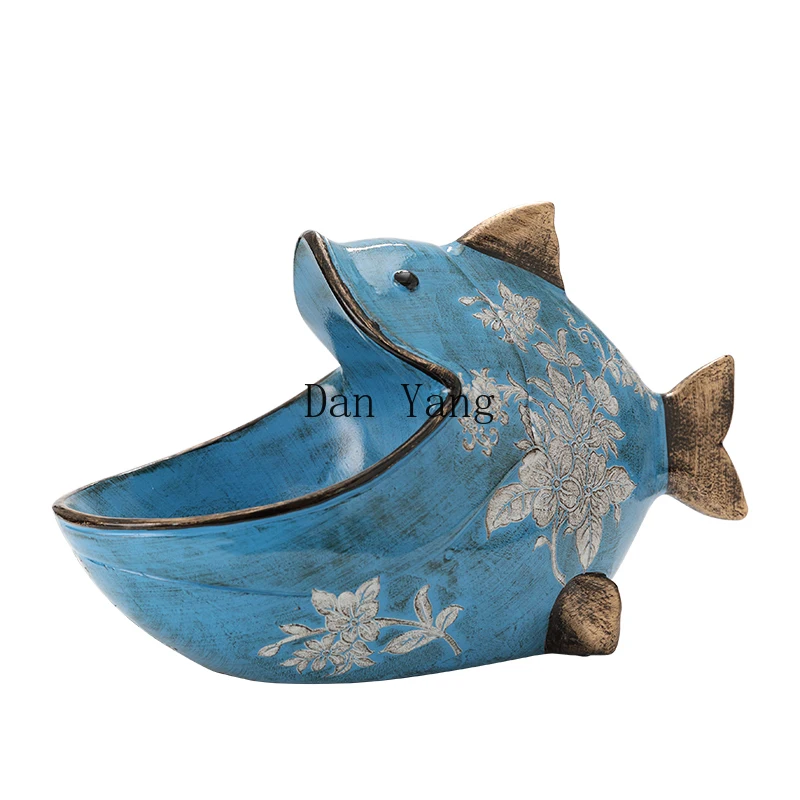 

yj creative home decoration, entrance storage ornament, storage box with keys at the door, big mouth fish nostalgia