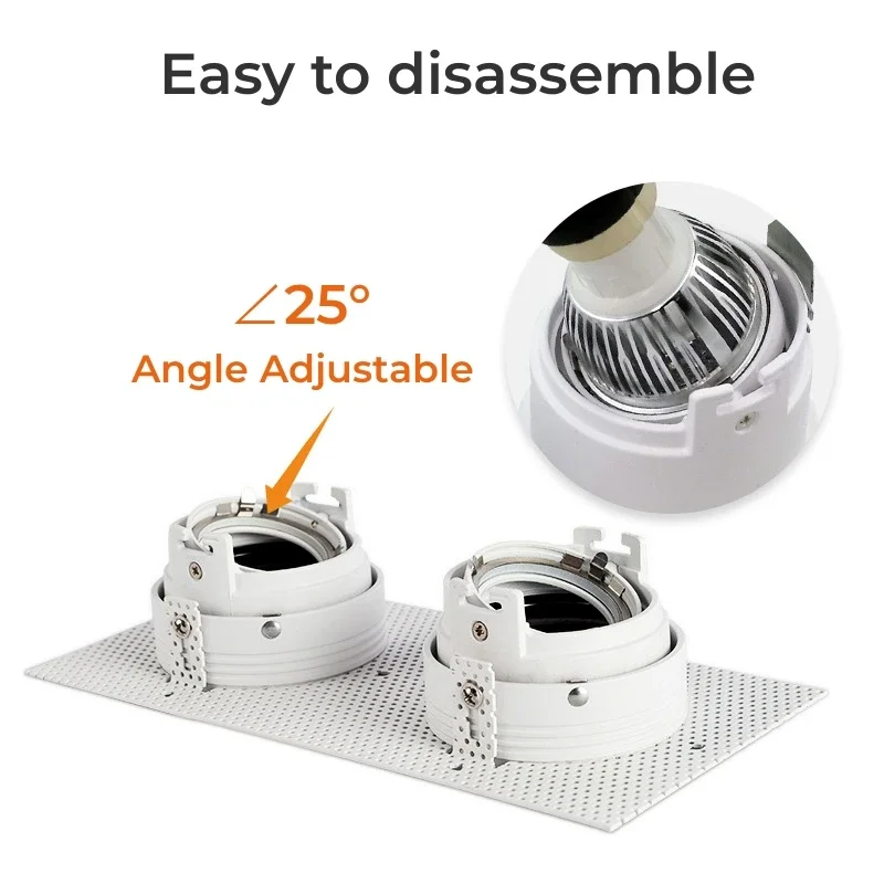 Picture 4: Gu10/mr16 Lamp Holder Base Recessed Led Trimless Ceiling Downlight Bracket Spotlight Double Head Mounting Frame Socket