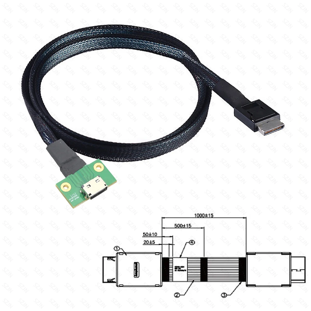 

Экранированный кабель PCIE Oculink SFF-8611 4i «папа» — SFF-8611 4i «мама» — Mini SAS HD 4x12 Гбит/с для сервера/кабеля для хранения