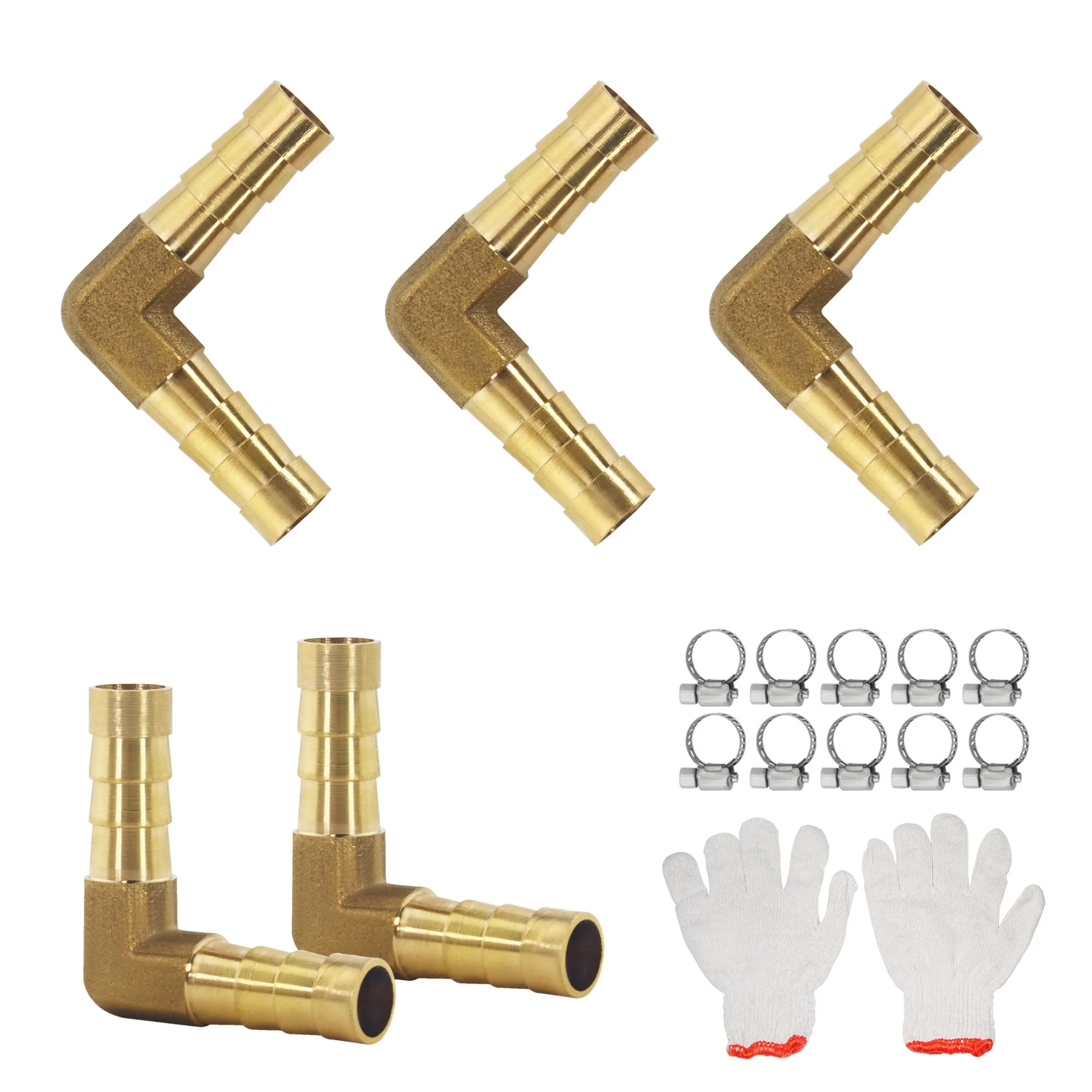 Hose Barb Equal Reudcing Elbow Connector Hosetail 90 Deg Adapters Transfer Brass Pipe Fitting 3/8