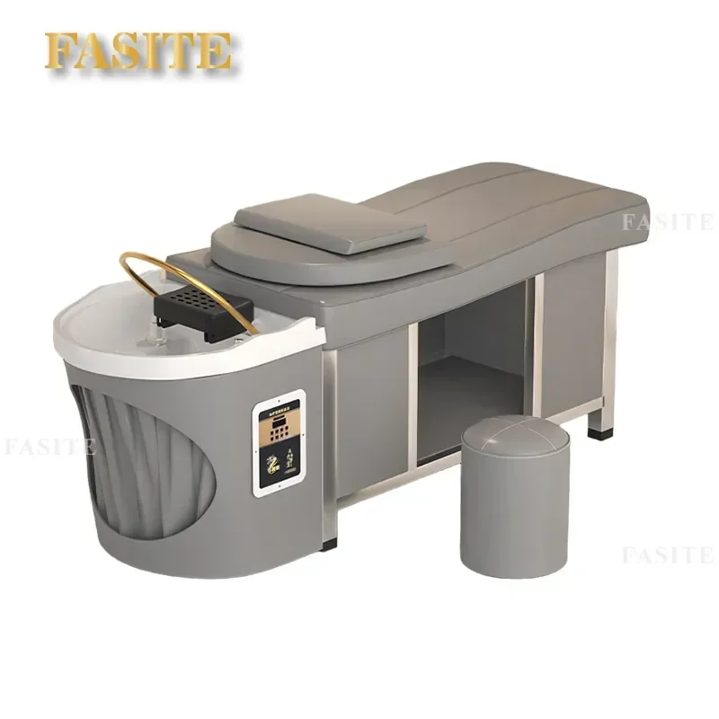 For Hair Stainless Steel Shampoo Bed with Fumigation Water Circulation Head Treatment Flush Massage Ear Rest