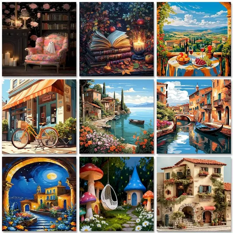 جاتيزتوري النفط الطلاء حسب عدد المشهد DIY صور بالأرقام مجموعات الرسم على قماش لوحات مرسومة باليد هدية ديكور المنزل #1