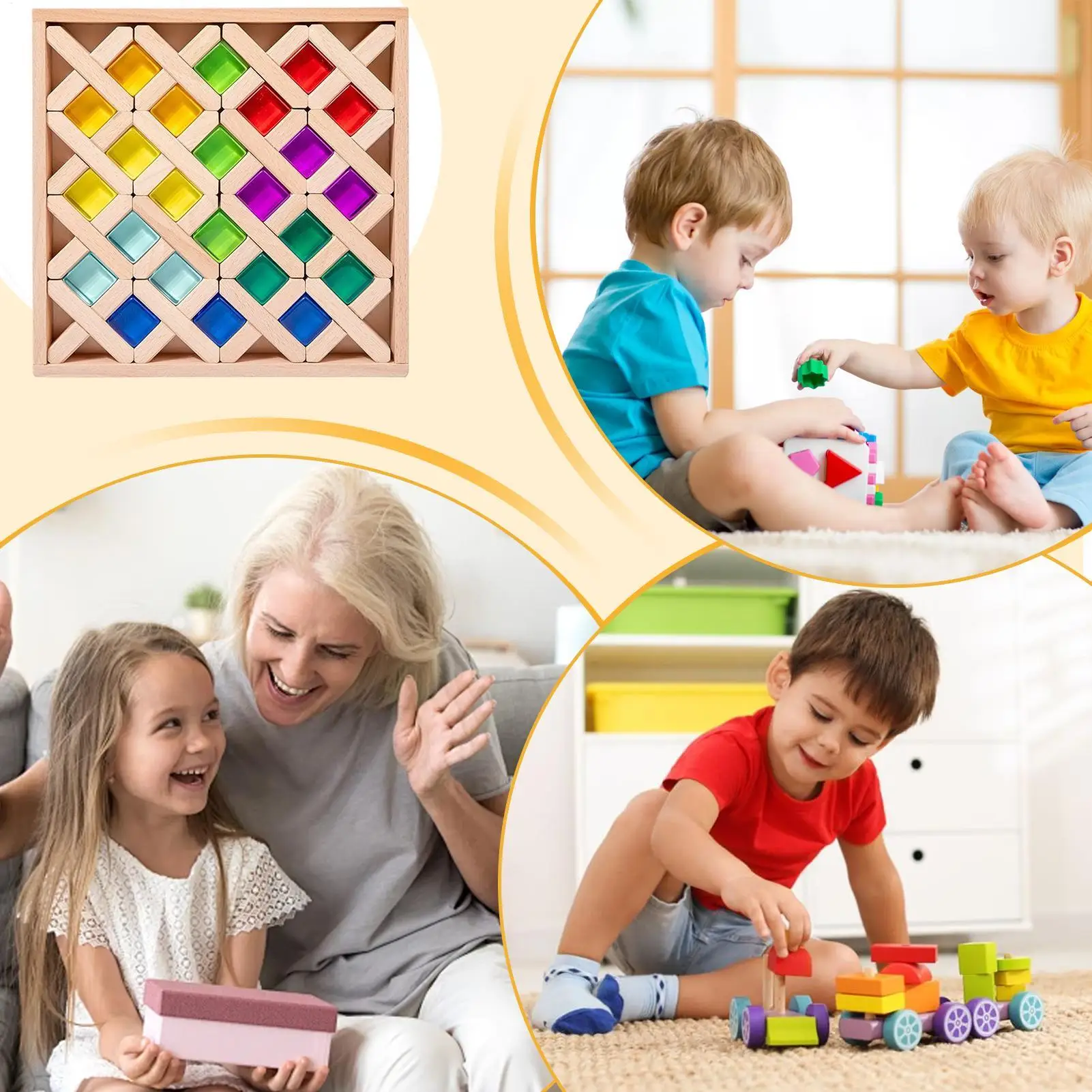 Blocs arc-en-ciel, jouets de développement précoce, jeu d'empilage Portable pour enfants garçons filles, maison école voyage fête salle de classe anniversaire