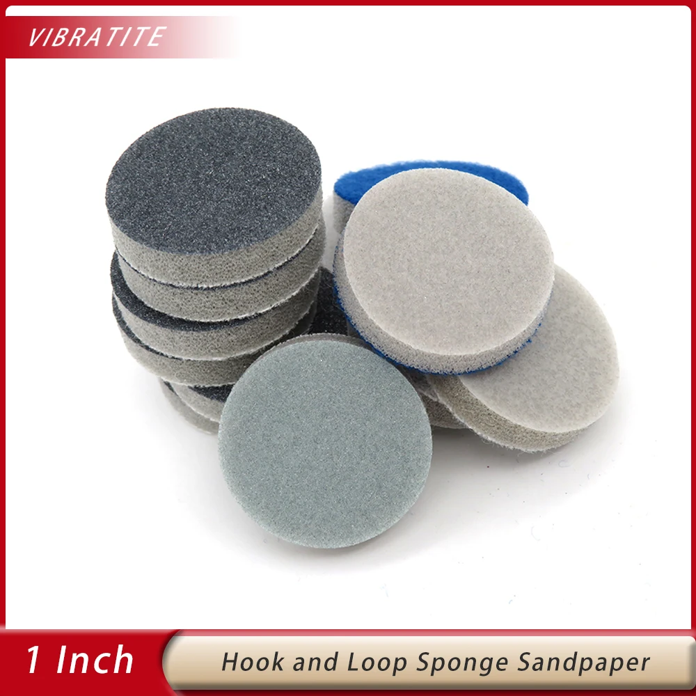 60 Pcs 1 Inch Sponge Foam Sandpaper Buffing Sanding Discs Hook and Loop Precision Grinding For Polishing Car Paint Automobile