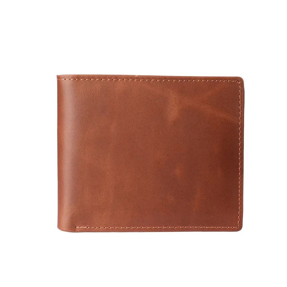 1160 Men's Bifold Leather Short Wallet, Cowhide Men's Leather Wallet, Thickened Coin Purse, Retro Casual Card Bag