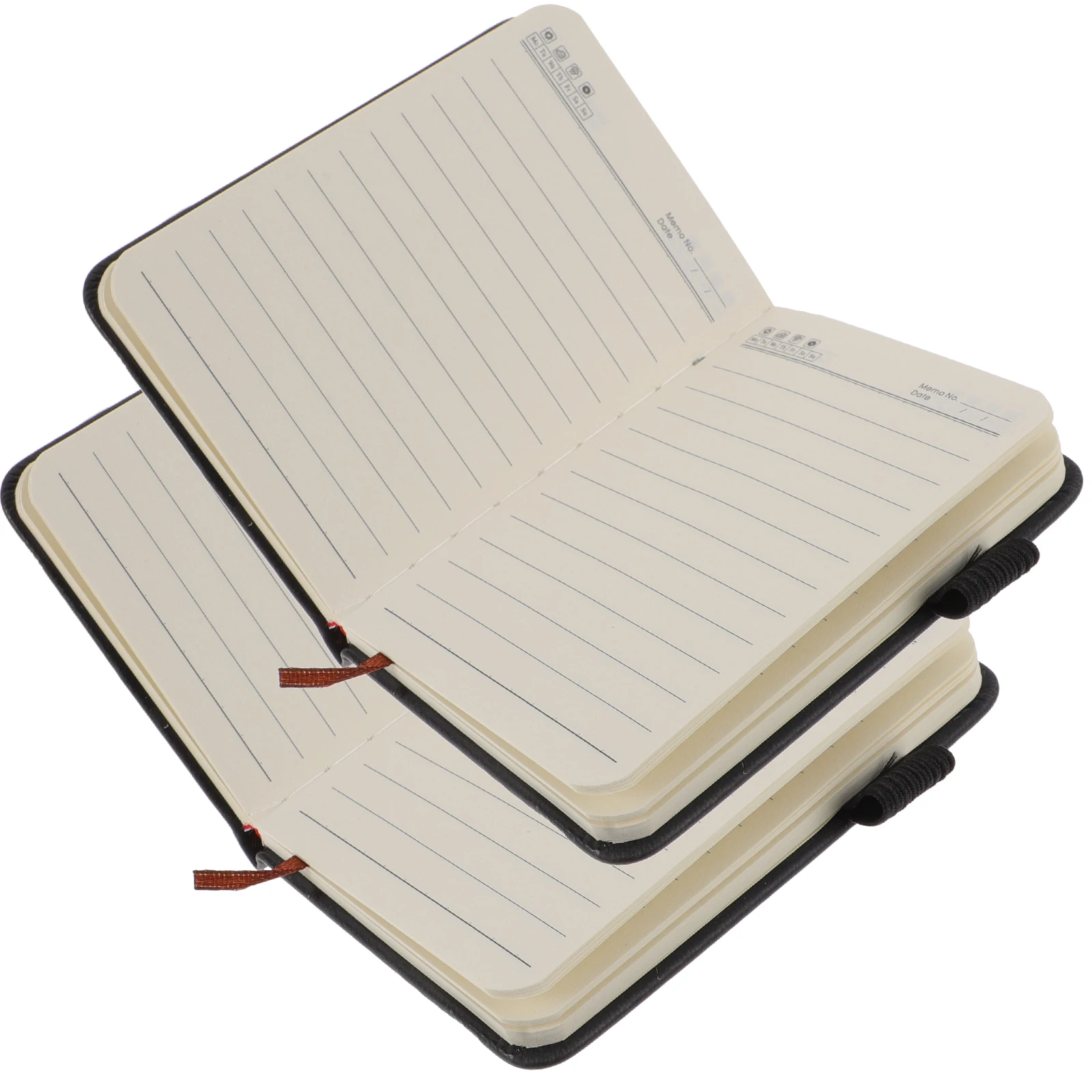 

2pcs Mini Portable Notebook Tiny Pocket Size Small Journals for Purse Black Notebooks Work Personal Writing Diaries