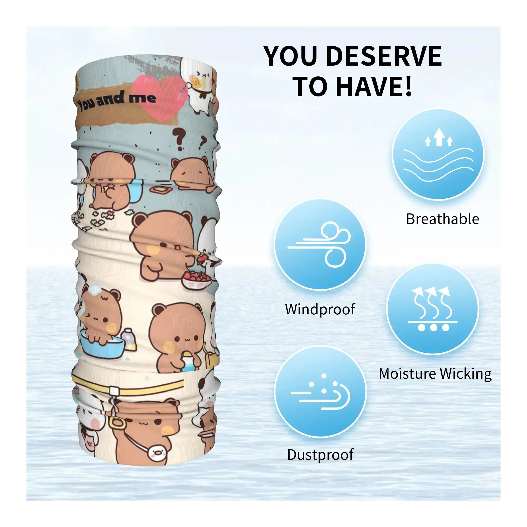 Bubu Dudu أنت وأنا باندانا غطاء الرقبة المطبوعة التفاف وشاح متعدد الاستخدام بالاكلافا الرياضة في الهواء الطلق للرجال النساء الكبار كل موسم