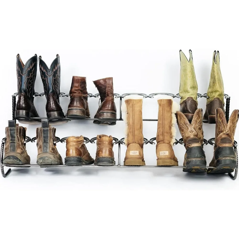 Shoe Cabinet, Rustic Boot Rack Storage Rack Made of Horseshoes, Great for Organizing Boots and Storage, Shoe Storage Racks