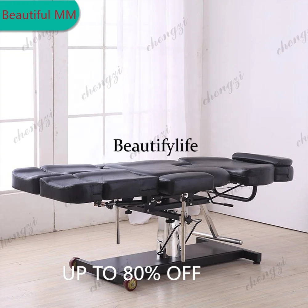 F182   Classic European Style Heavy Hydraulic Pump Tattoo Chair Spa Bed  Foldable Massage Tattoo Bed