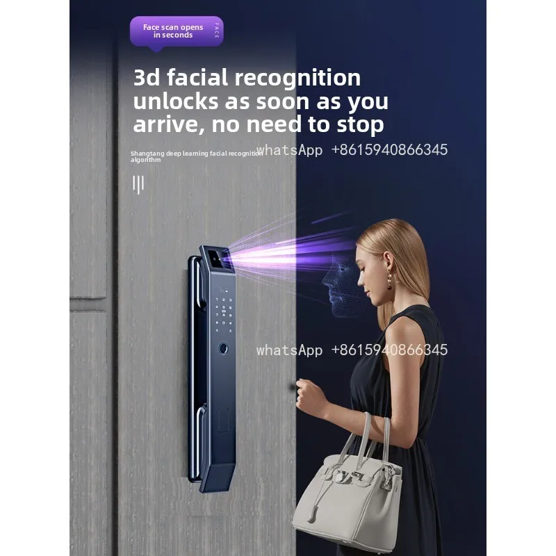 3D facial recognition fingerprint lock household anti-theft door smart door lock cat eye visual electronic password lock