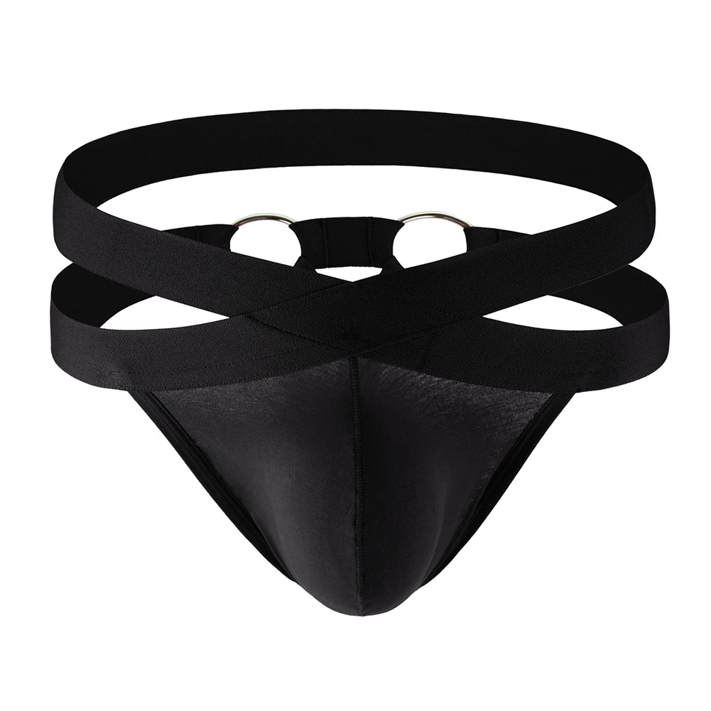 Men's Pants Metal Ring Elastic Hot Lingiere Double-belt Thong Exposed Butt Panties Sexy Accessories Hot For Boys Men's Clothing