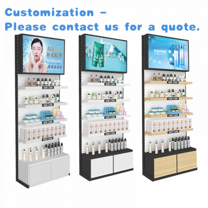 

custom.Kainice Manufacturers Cosmetic showcase Wood Customized Cosmetic Stand Display Shop Racking Display Mall