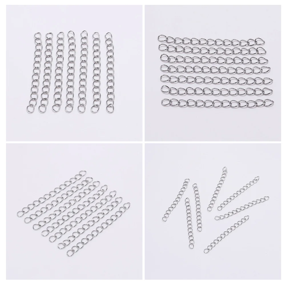 

100Pcs Stainless Steel Extender Chains Jewelry Making Accessories for Bracelet Necklace DIY Extended Chain Supplies
