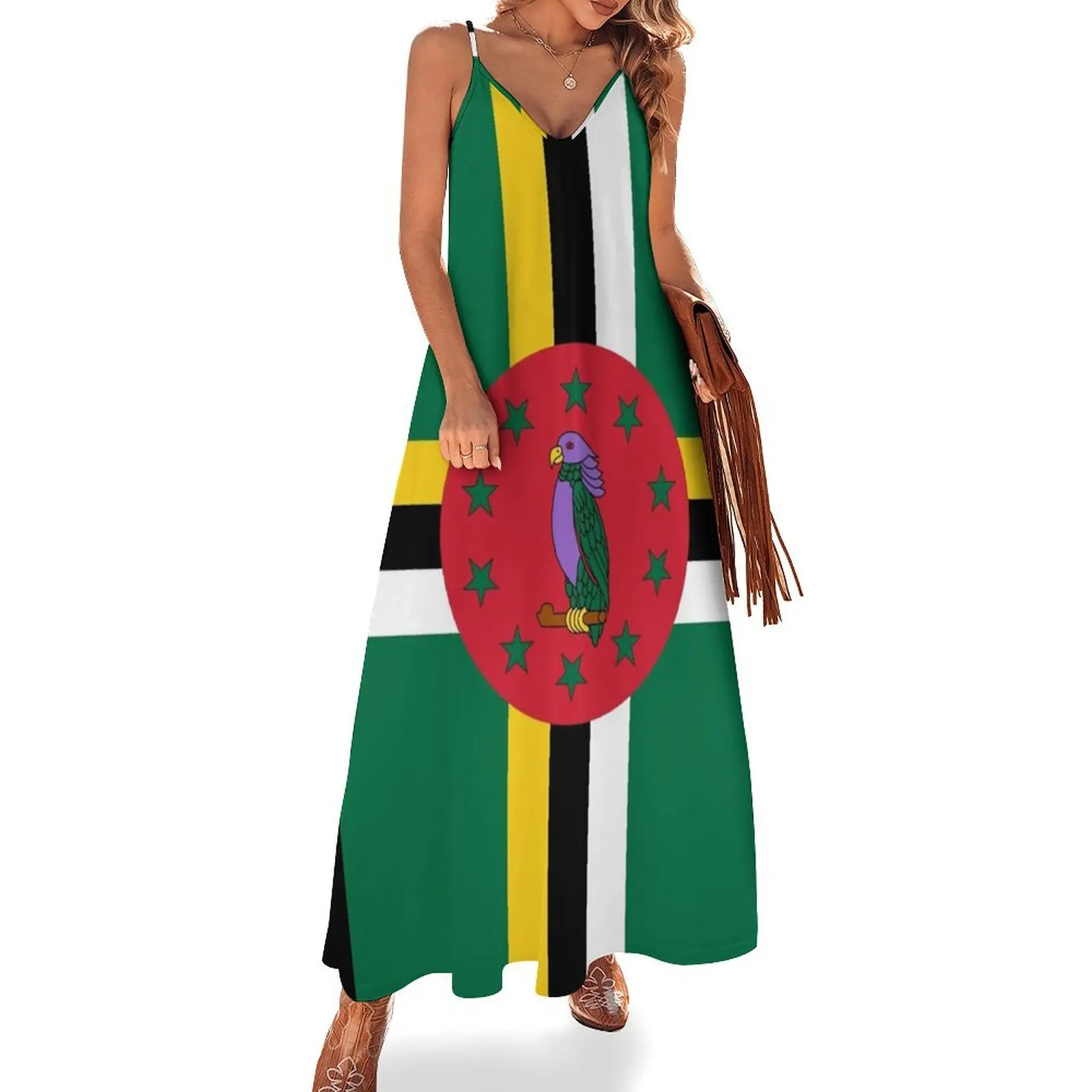 

Dominica Flag Sleeveless Dress Women's summer skirt african dresses for woman summer dress korean women clothes Dress
