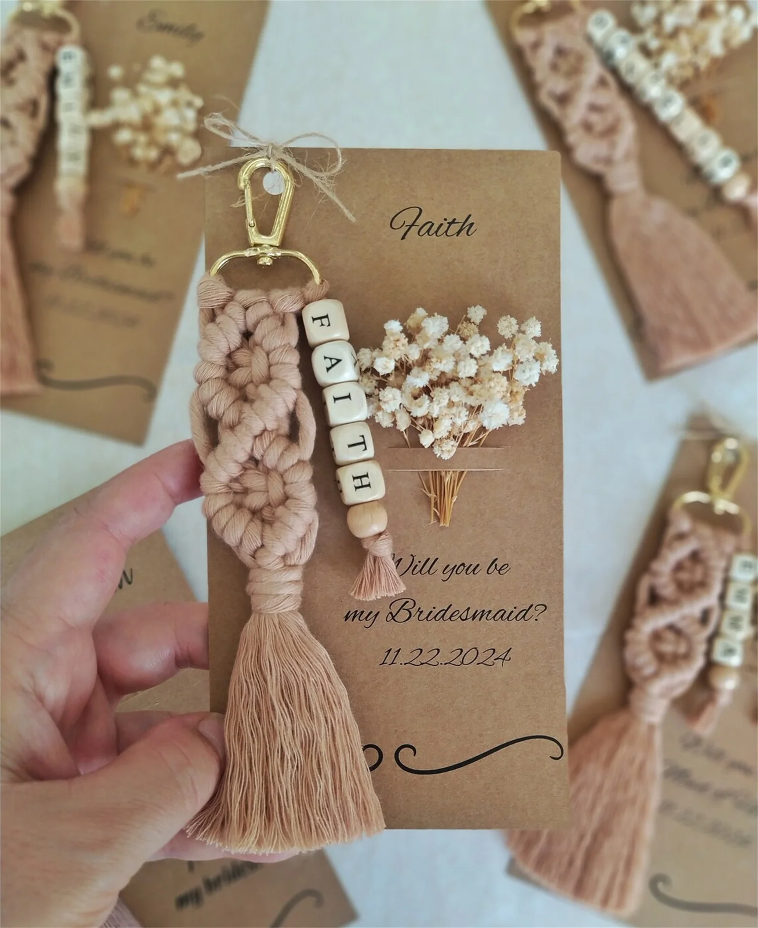 Bridesmaid Proposal, Will you be my Bridesmaid, Bachelorette Party Gifts for Bridesmaids, Maid of Honor Gift, Macrame Keychain,