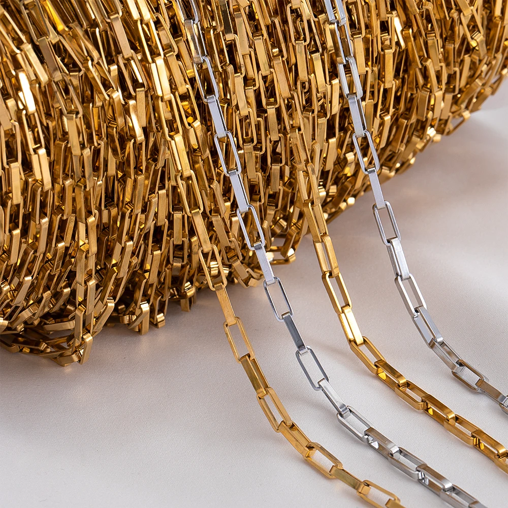 

1M Stainless Steel Trend Hollow Rectangle Box Chain for Necklace Bracelet for DIY Men Jewelry Making Findings Bag Chain Supplies