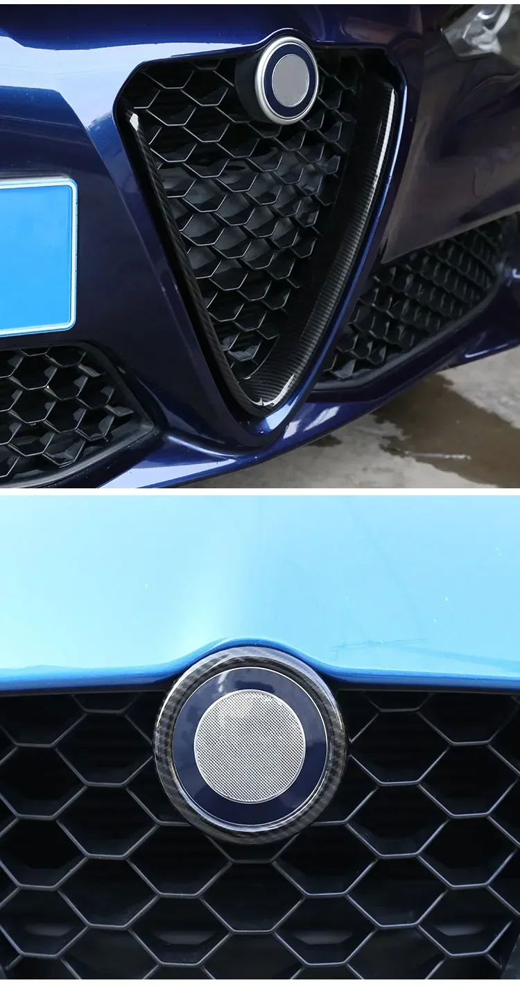 Für Alfa Romeo Giulia 2017-2020 ABS Carbon-Faser Auto Frontstoßstange Luftgitter V-Rahmen Dekoration Zierleiste Aufkleber Auto-Zubehör – Detail 9