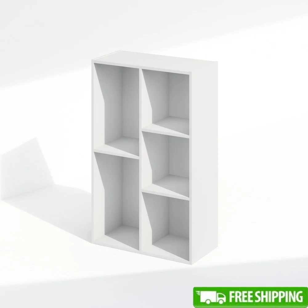 

Reversible Open Shelf Multipurpose Bookcase Organizer 5-Cube Storage Unit Vertical or Horizontal Use Adjustable Shelves Bedroom