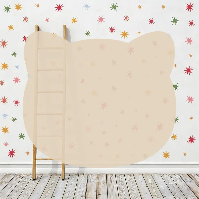 Irregular Rainbow Star Wall Stickers Peel & Stick Circus Harlequin Fabric Wall Decals for Classroom Daycare Decor