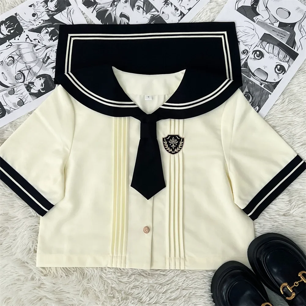 Koreaanse Gyaru School Uniform Midden Hoge Student Matroos Kraag Shirt Jk Set Japanse College Stijl Geplooide Rok Meisje Schoolmeisje