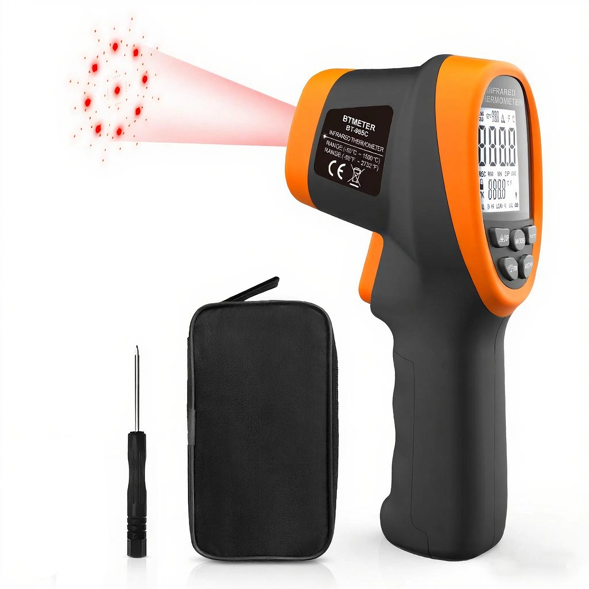 

BT-985C Infrared Thermometer, Digital IR Thermometer 58℉~1472℉ with D:S=16:1, Non-Contact High Laser Temp IR Tool for Cooking