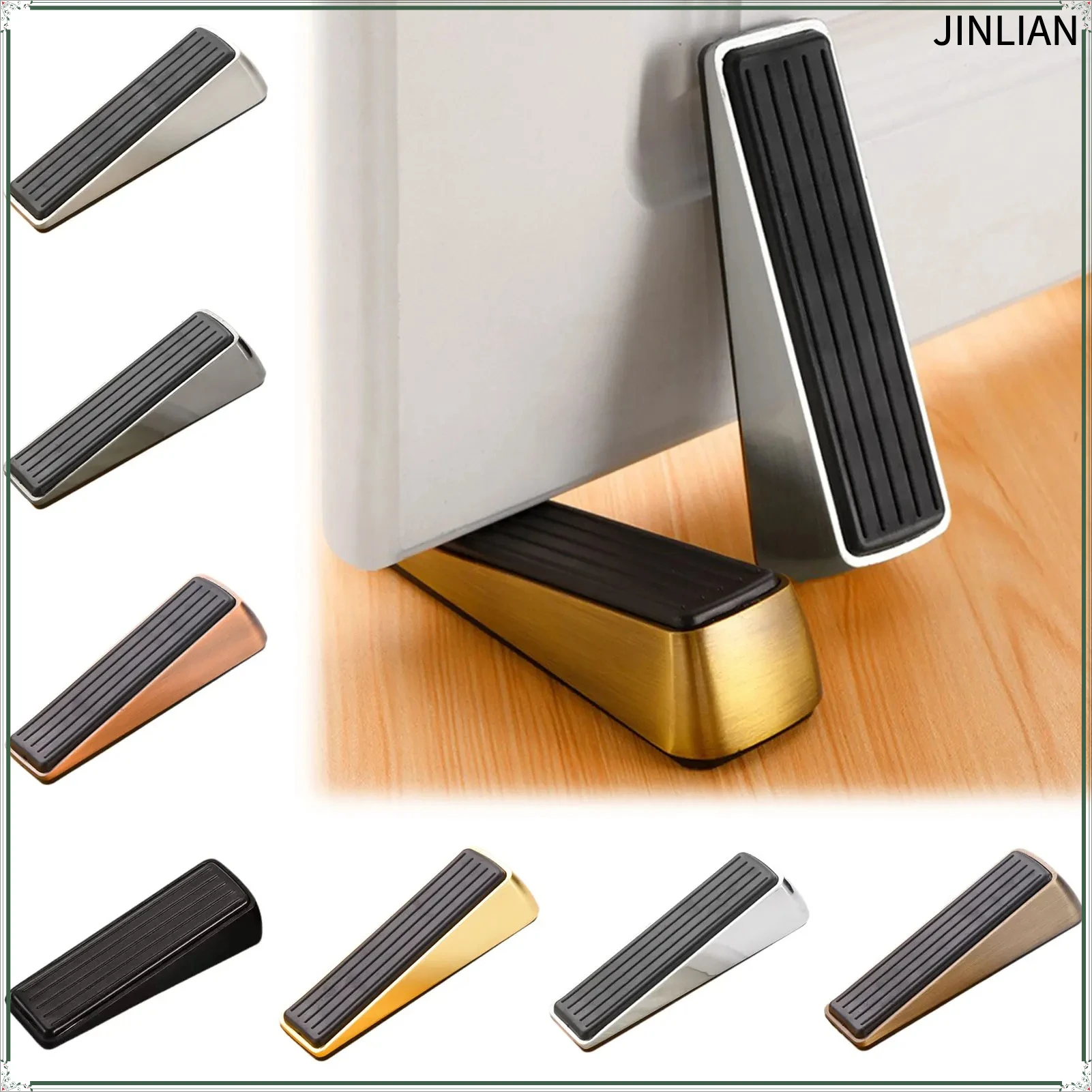 Zinc Alloy Door Stopper Windproof Anti Slip Gaps Buffer Door Plug Combined Receiver Safety Anti-Collision Door Stopper