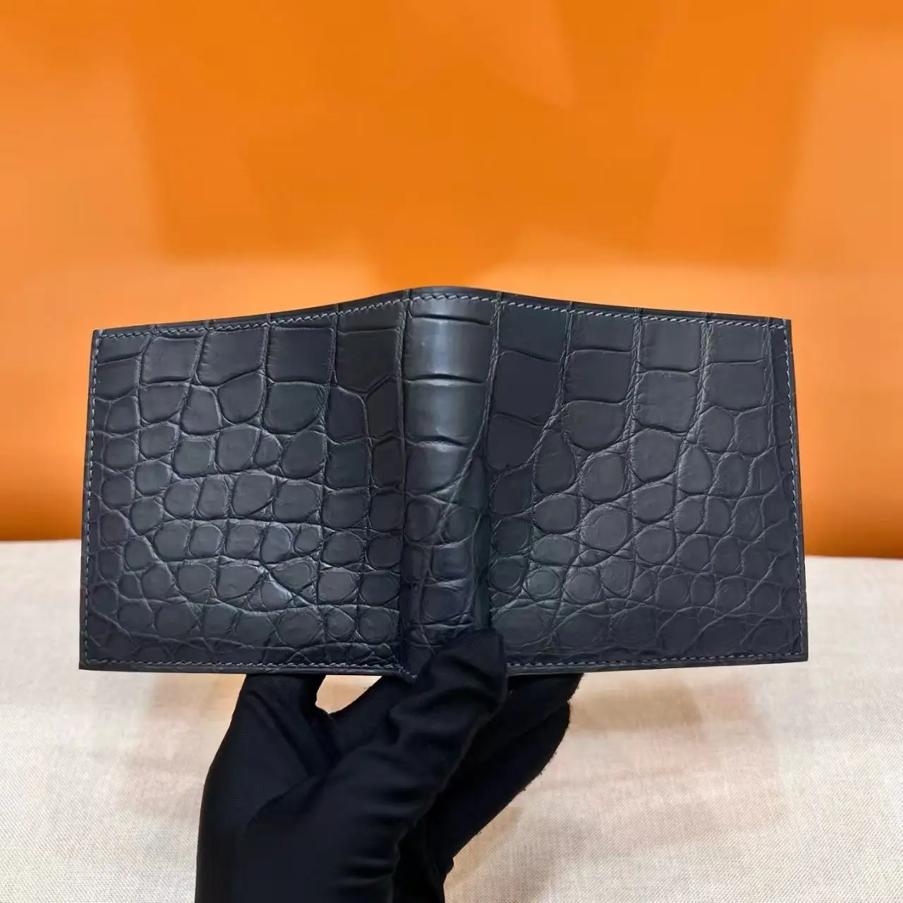 2026 Latest 100% genuine crocodile skin wallet Real alligator leather bank card cash license holder with cow skin lining