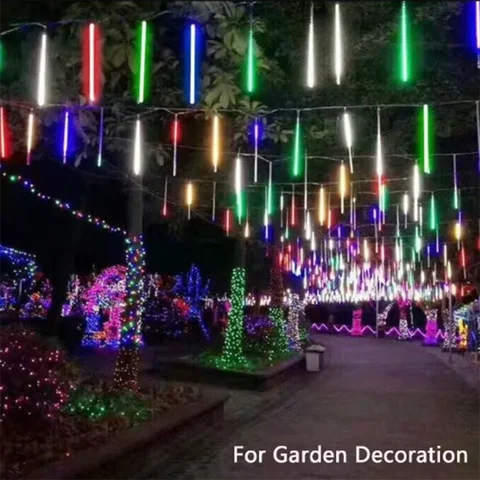 2026 30cm /50cm Waterproof Meteor Shower Rain 8 Tube LED String Lights For Outdoor Holiday Christmas Decoration Tree EU/US Plug