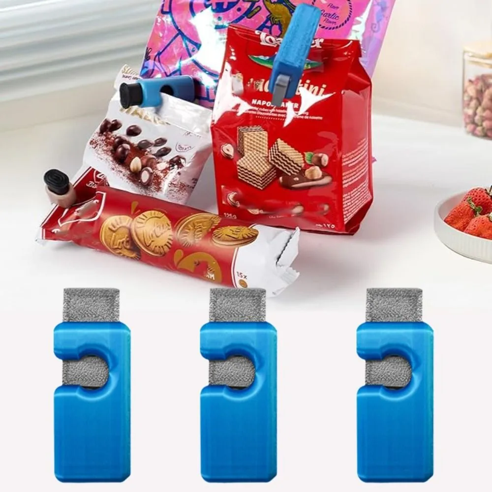 

3pcs Food Bag Clip Squeeze-lock Bread Bag Clip Moisture-proof Reusable Snack Bag Clip Plastic Mini Snack Sealer Office