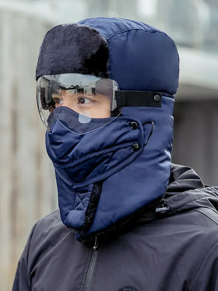 AliExpress MOONBIFFY Outdoor Winter Fashion Warm Hat Men Winter Thicken Ski Hats for Women Windproof Hood Hat Cycling Cap Balaclava with Goggles