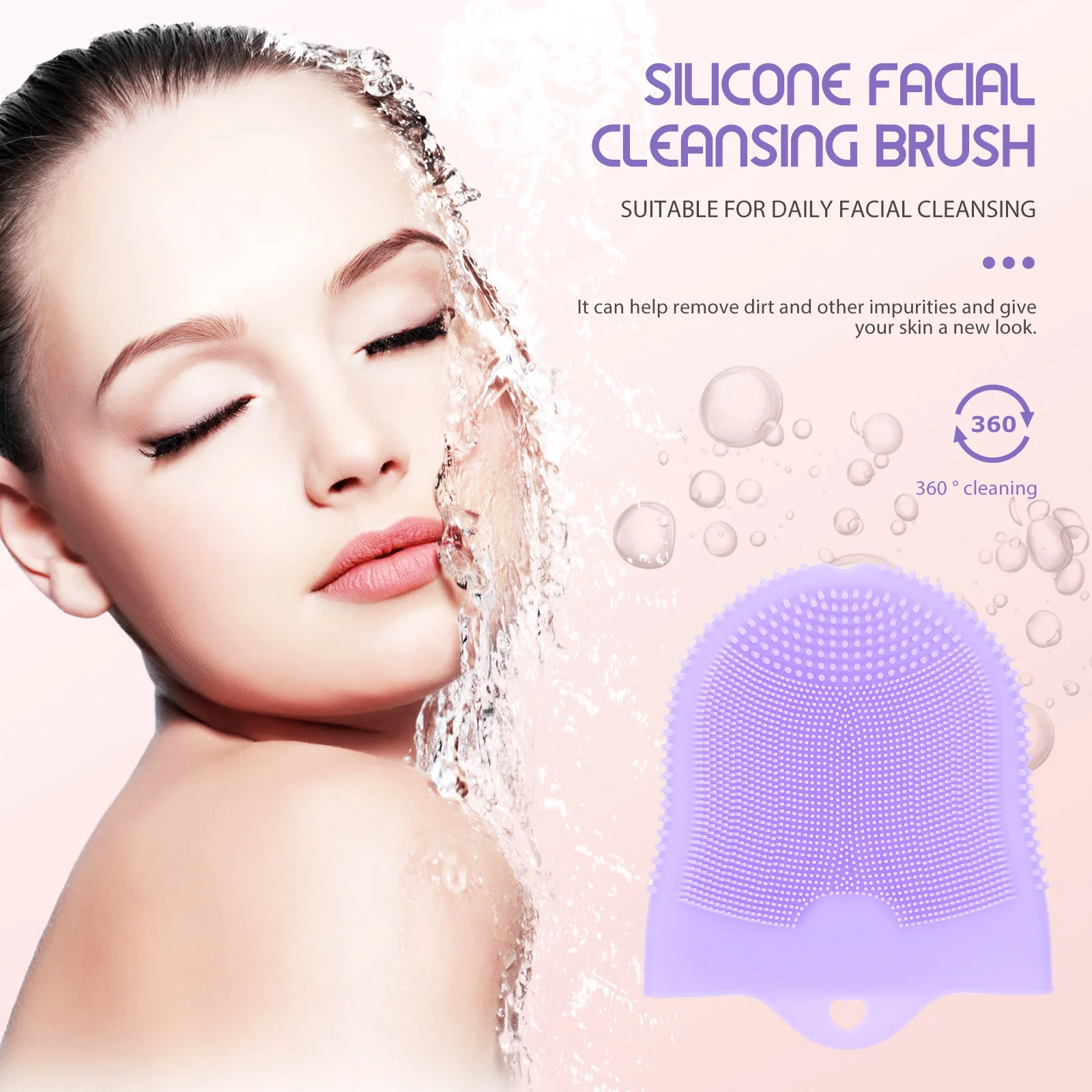 Ferramenta compacta de limpeza facial, escova de lavagem leve feita de silicone para cuidados diários, dispositivo esfoliante de cuidados com a pele, adequado para mulheres