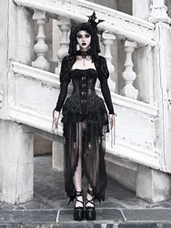 Blood Supply Original Black Gothic Fairy Women Summer Clothes Fishbone Bandage Birdcage Corset Set Strapless Tube Top Skirt Sets