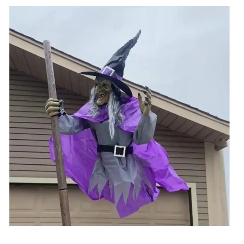 Halloween Broom Witch Decoration 6-Foot-Tall Flying Witch Decoration Halloween Decoration