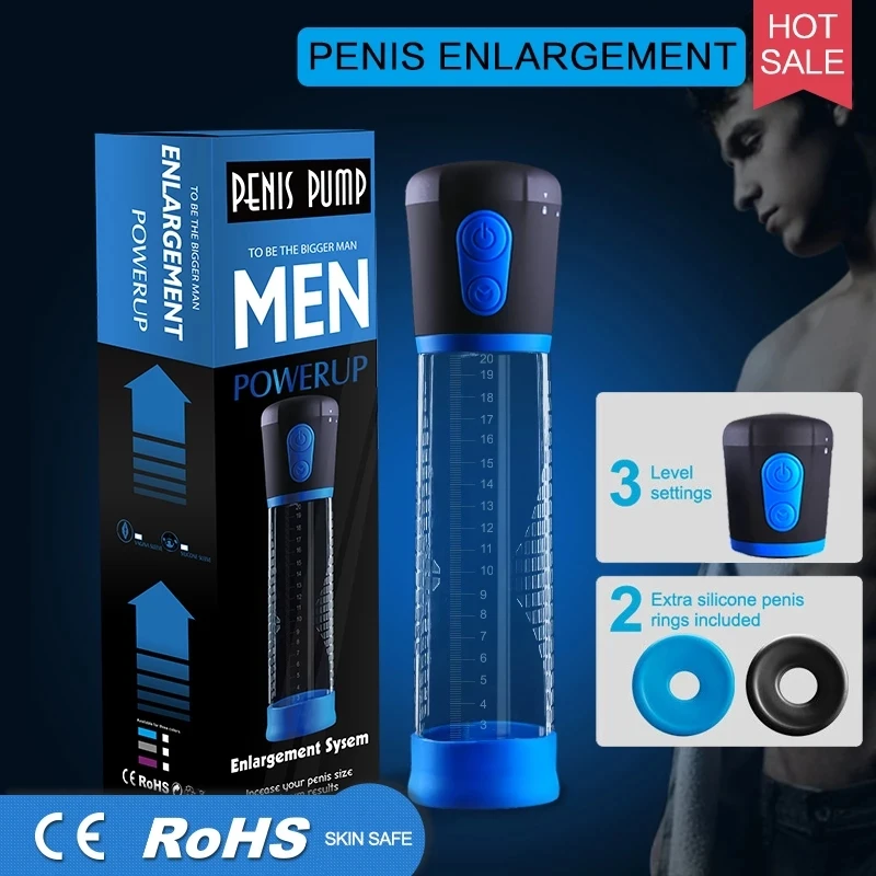 Electric Penis Pump Male Masturbator Penile Vacuum Pump Sex Toys for Men Penise Enlargement Extender Massager Ring for Adults 18